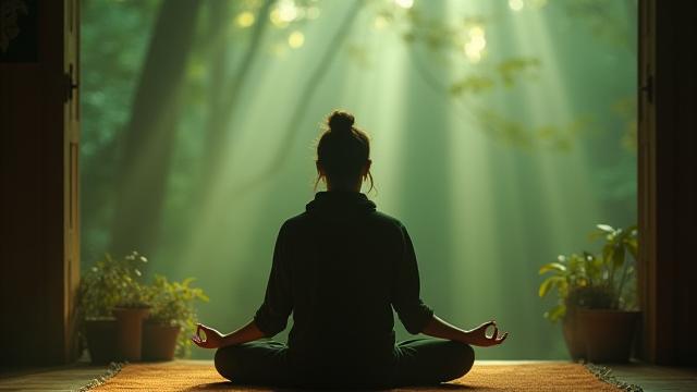 Thumbnail for 'Intro to Meditation' workshop showing a serene person in a calm setting.